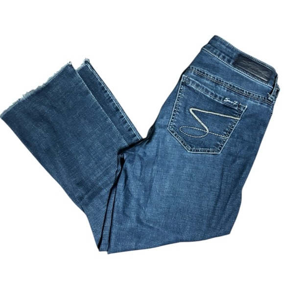 Seven7 Ankle Duster Stretch Frayed Hem Denim Jeans Size 8 - Picture 1 of 7